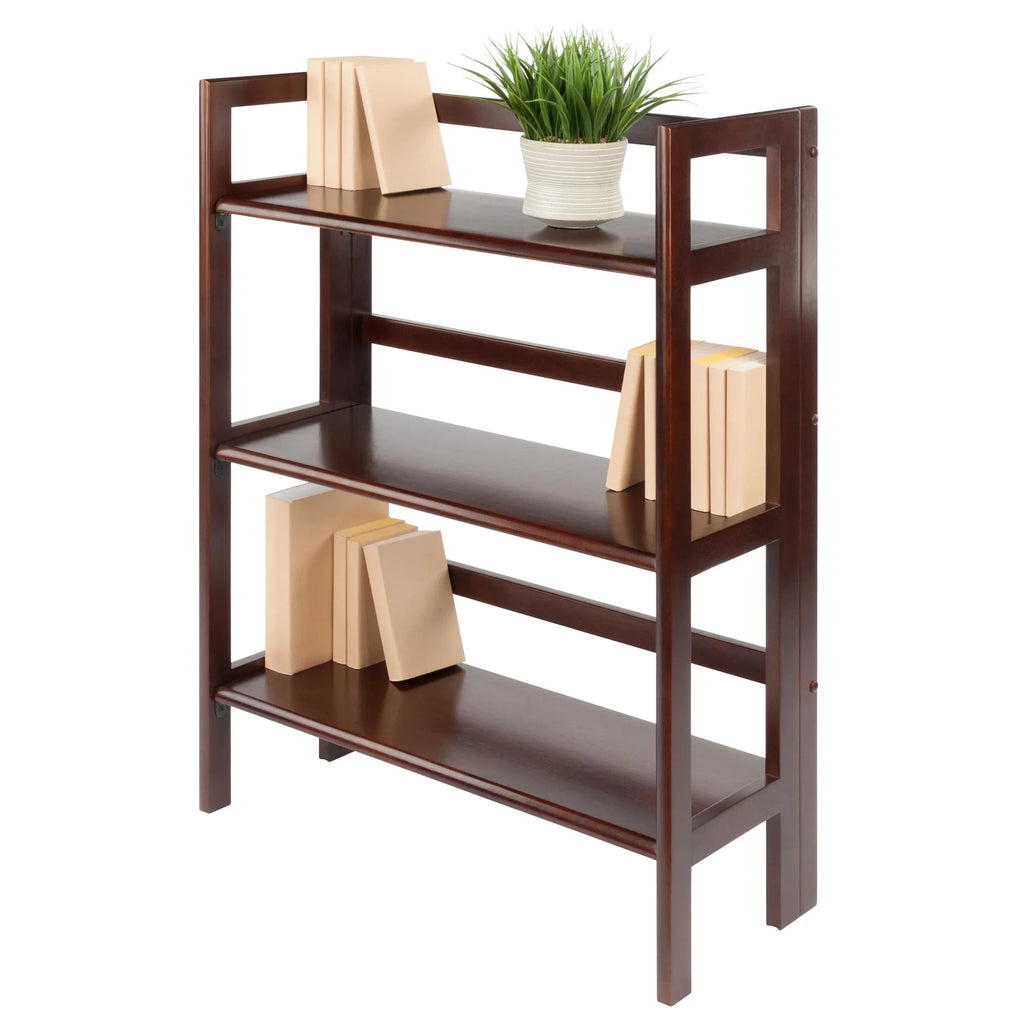 Winsome Timber Terry 3-Tier Foldable Shelf, Stackable, Walnut Finish