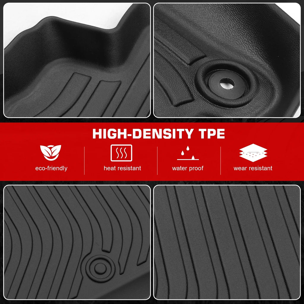 Ikon Motorsports Floor Mats & Trunk Mat Compatible With 2023-2024 Toyota Prius , Black 3D Molded Carpets Liner 1st 2nd Row Front Rear Pad 4PC TPE Thermo Plastic Elastomer All Weather Protector
