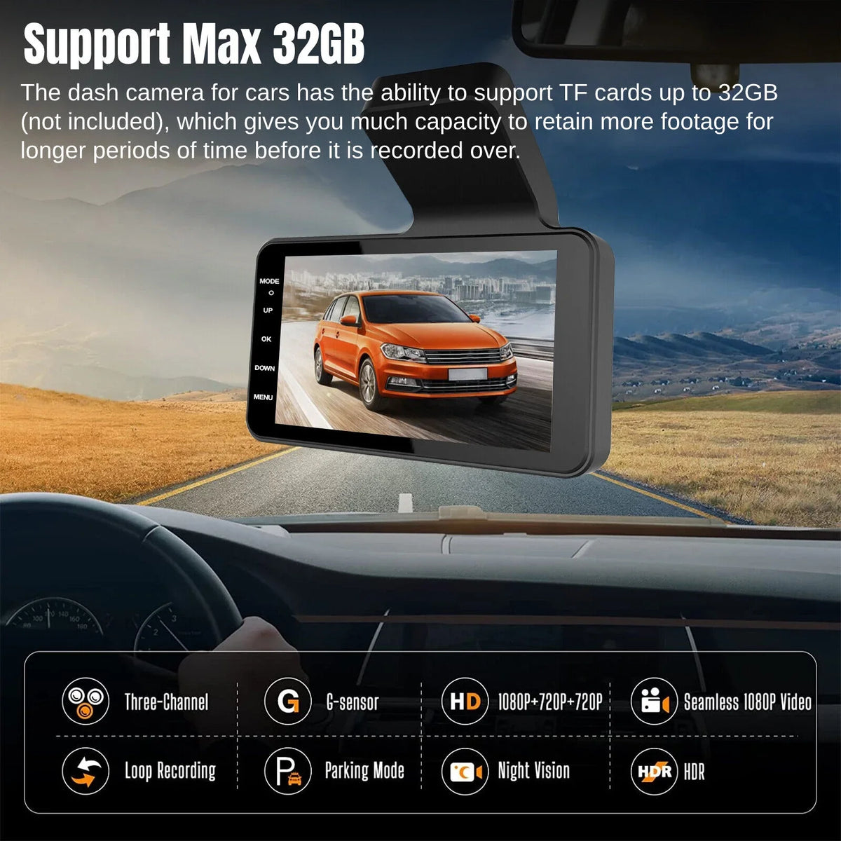 Dual Lens Car DVR Dash Cam Video Recorder G-Sensor 1080P Front And Rear Camera