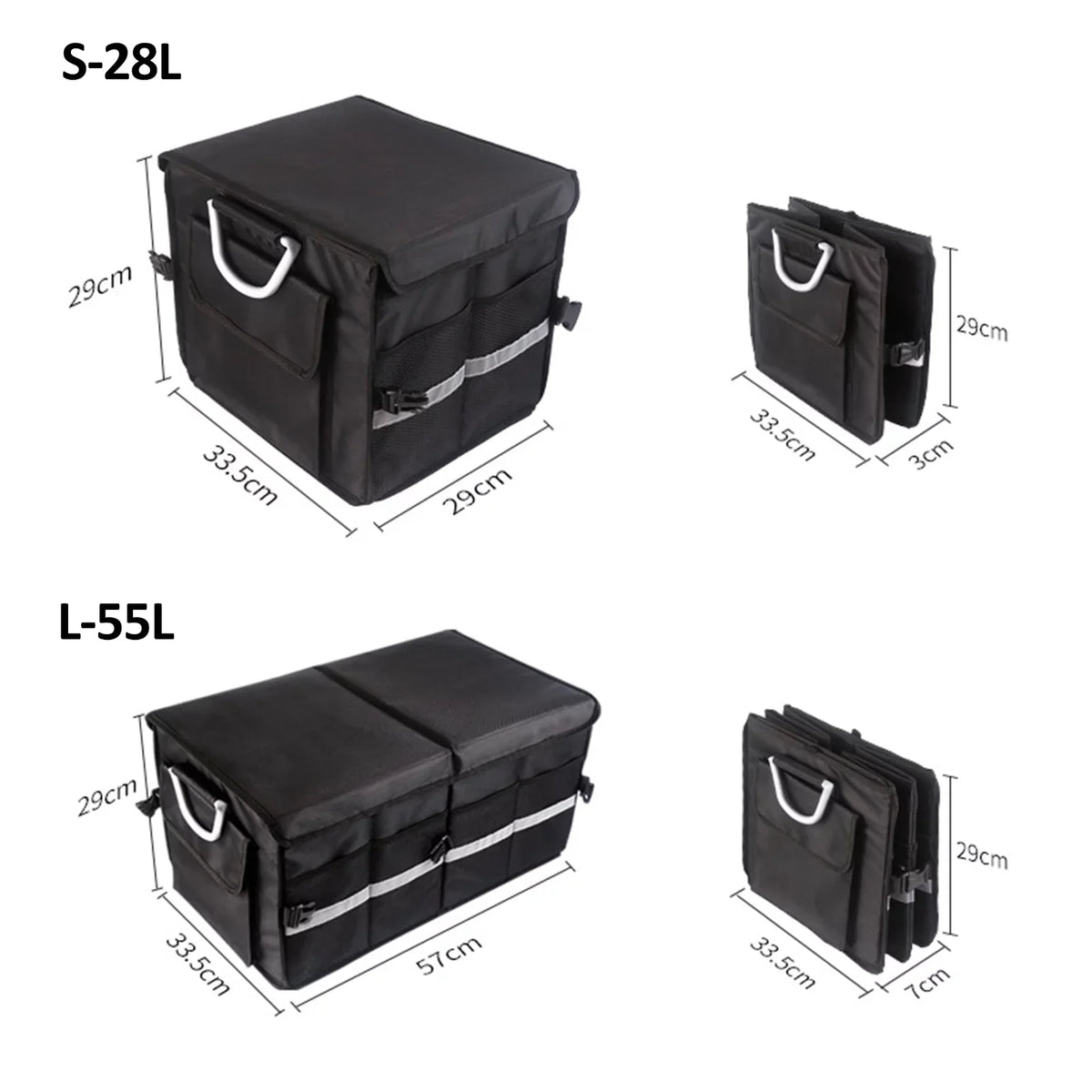 Folding Car Storage Box, Car Trunk Organizer, Oxford Cloth, Reflective Strip, 28L