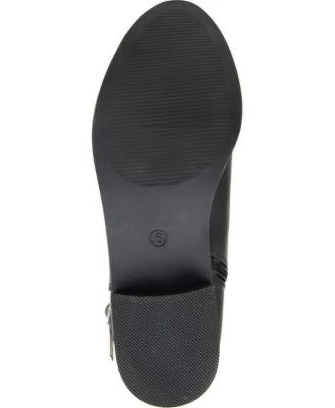 JOURNEE COLLECTION Womens Black Goring Buckle Accent Convenience Frenchy Almond Toe Block Heel Zip-Up Riding Boot 8.5 WC