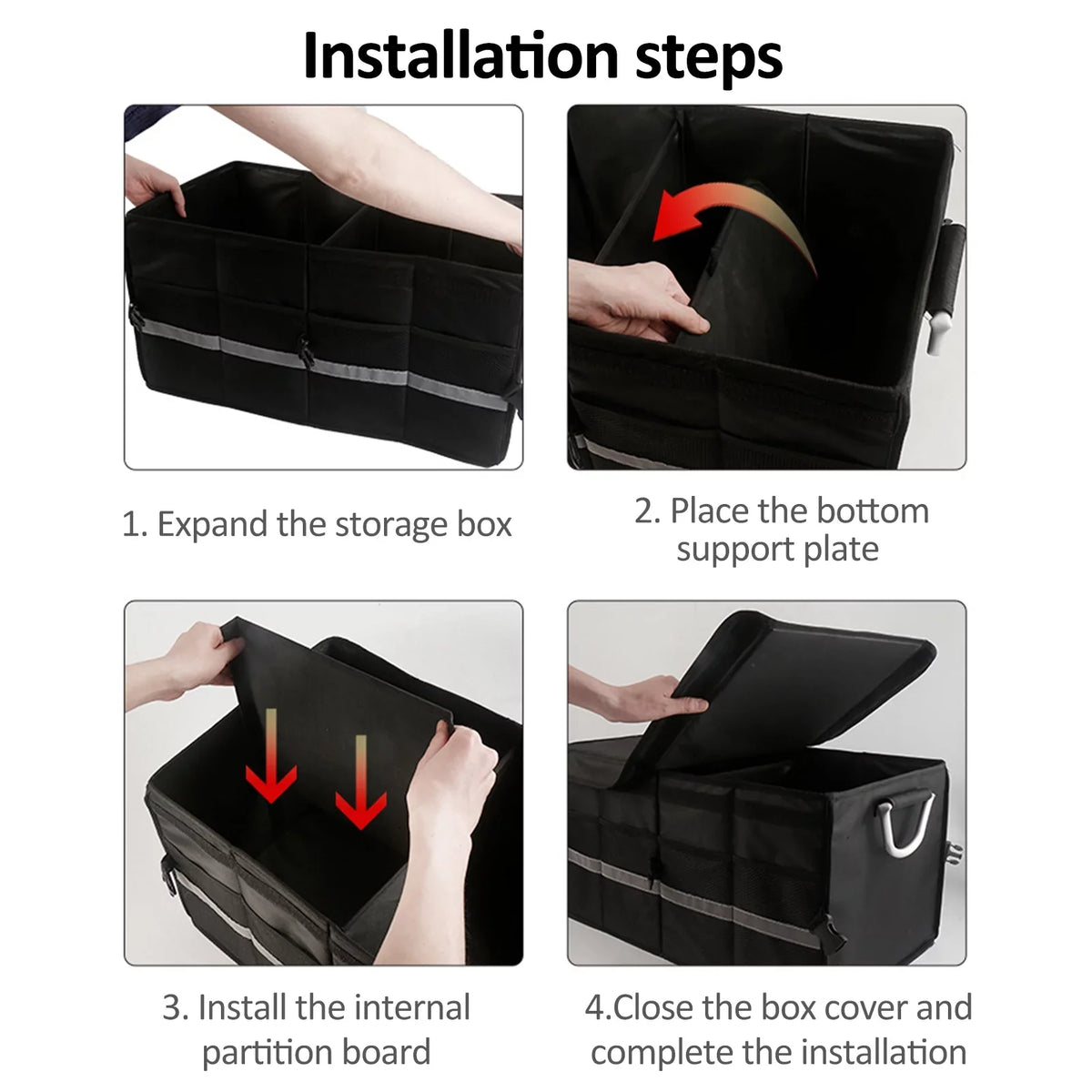 Walmart Car Trunk Storage Box with Reflective Strip 55L Convenient and Spacious Automotive Cargo Organizer for Your Car