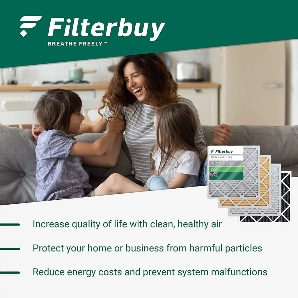 Filterbuy 16x20x1 MERV 8 Odor Eliminator Pleated HVAC AC Furnace Air Filters with Activated Carbon (12-Pack)