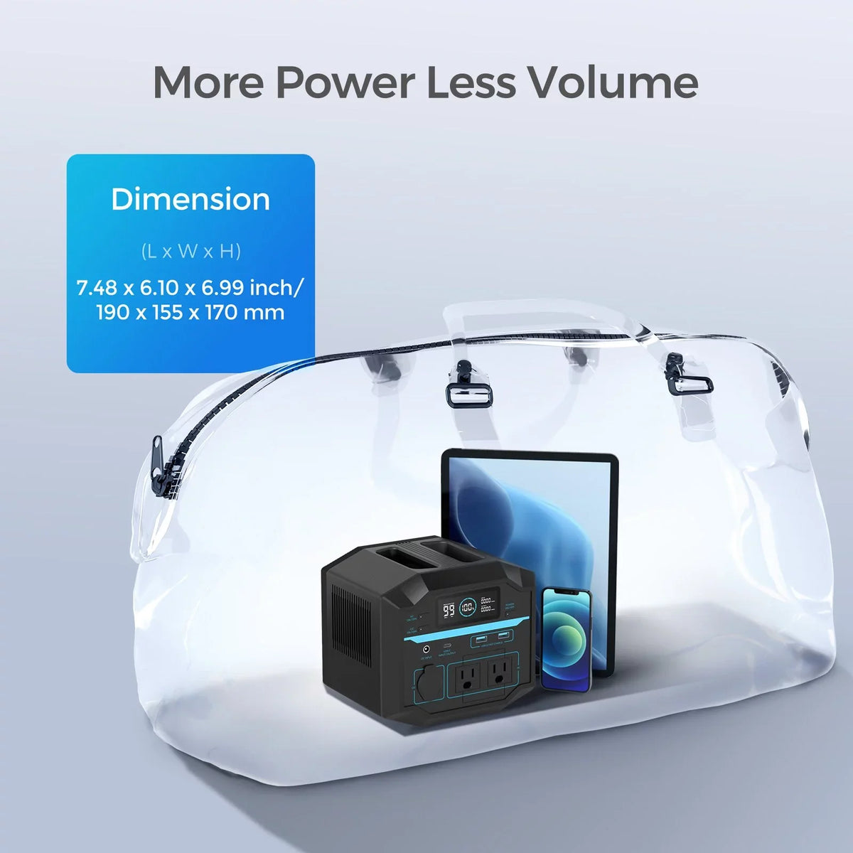 Renogy Portable Power Station 222Wh Solar Generator 2 120V/200W AC Outlets, 60W USB-C PD Output, Lightweight Lithium Backup Battery Pass-Through Charging for Outdoor Camping Home Emergency