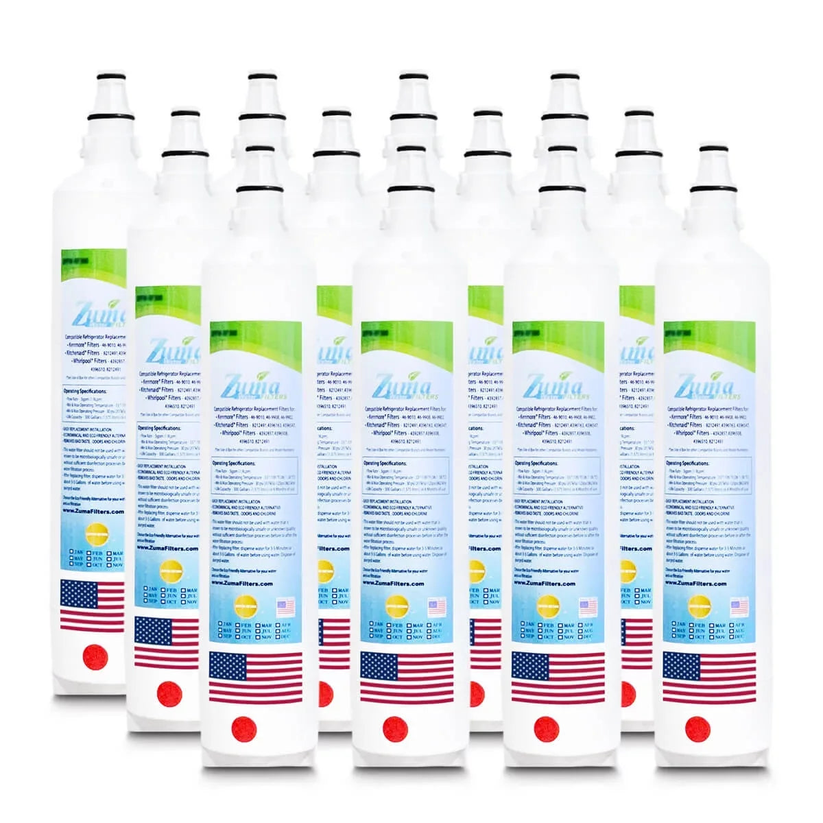 ZUMA Brand , Water Filters , Model # ZWFZ1-RF750 , Compatible with Subzero® ID24F - 12 Pack - Made in U.S.A.