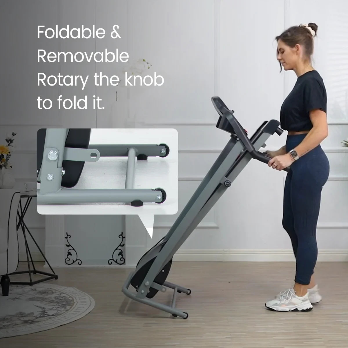 Relife Folding Treadmill with Device Holder + Bottle Hold, Electric Treadmill with 40” x 14” Running Belt, Heart Rate Monitor, Easy Assembly, 1.5HP, Compact Style for Home