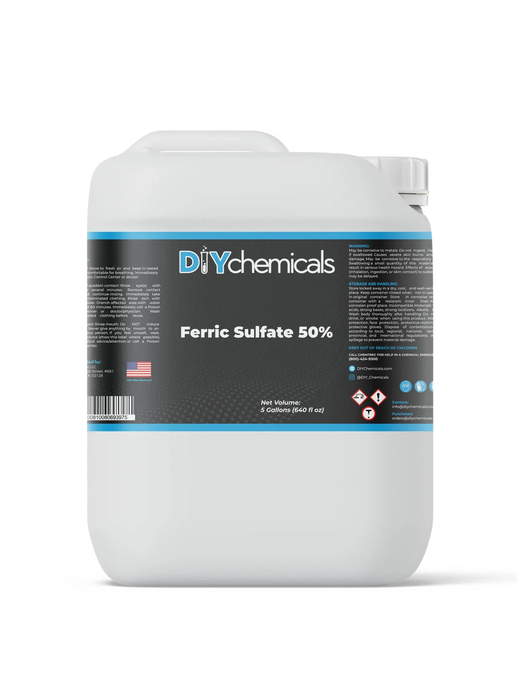 DiyChemicals Ferric Sulfate 50% - Clarification and Dissolved Air Flotation and Waste Water Treatment - Made in USA (1Quart)