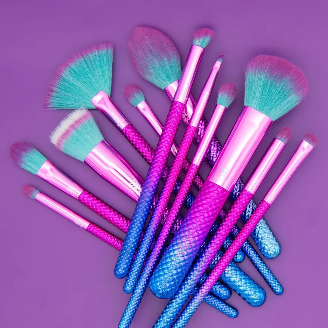 Moda Brush Prismatic Signature 12pc Makeup Brush Set, Includes Pointed Foundation, Fan, and Crease Makeup Brushes
