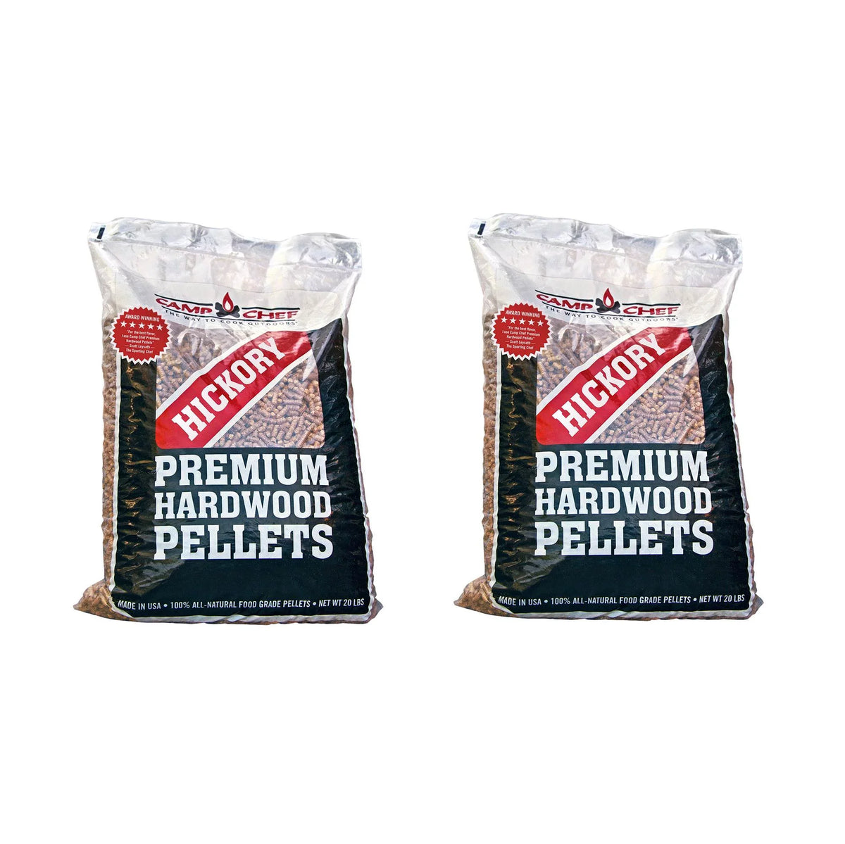 Camp Chef Smoker Grill Premium Hickory BBQ Timber Pellets, 20 lbs (2 Pack)