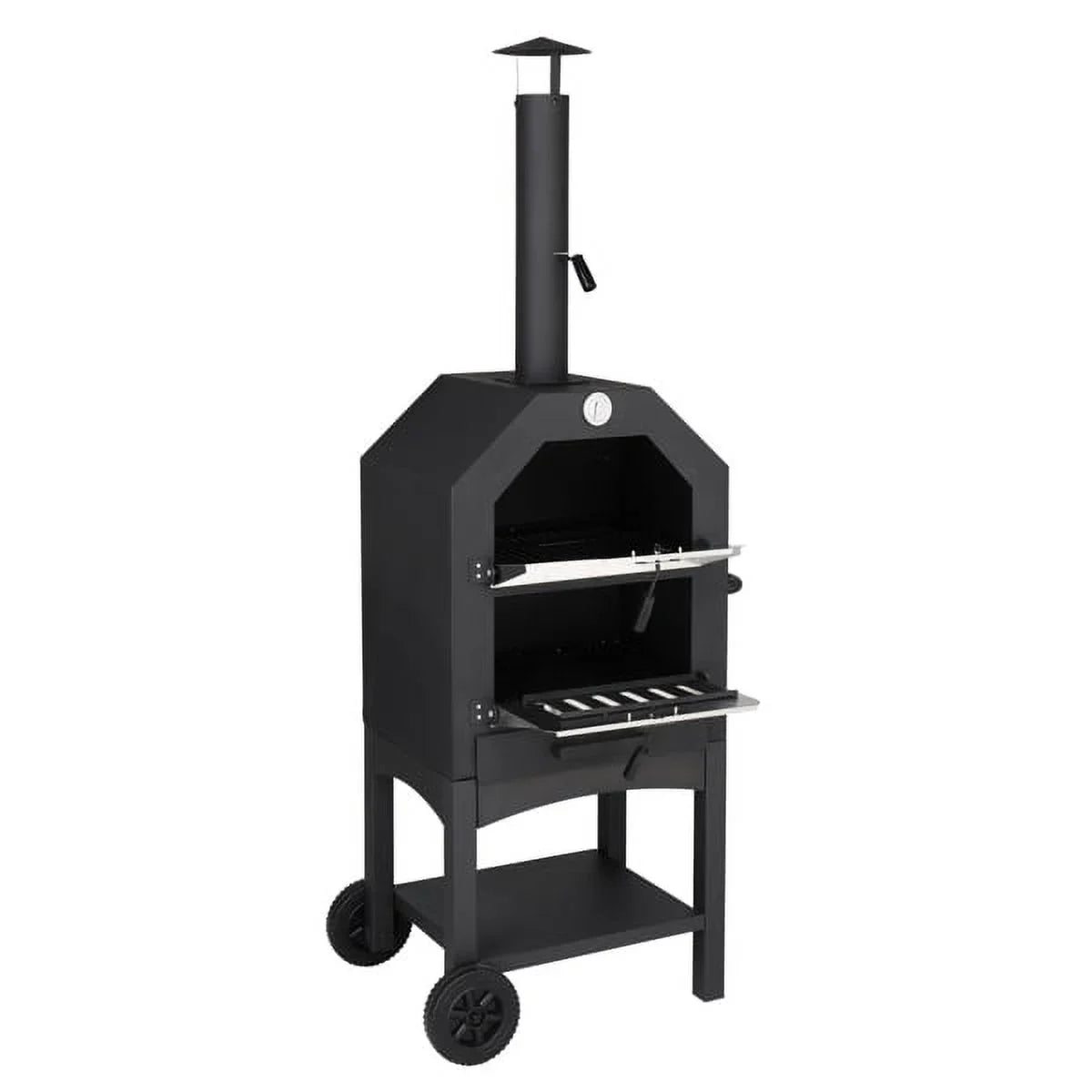 Fithood Outdoor Timber Fired Pizza Oven with Pizza Stone, Pizza Peel, Grill Rack, for Backyard and Camping