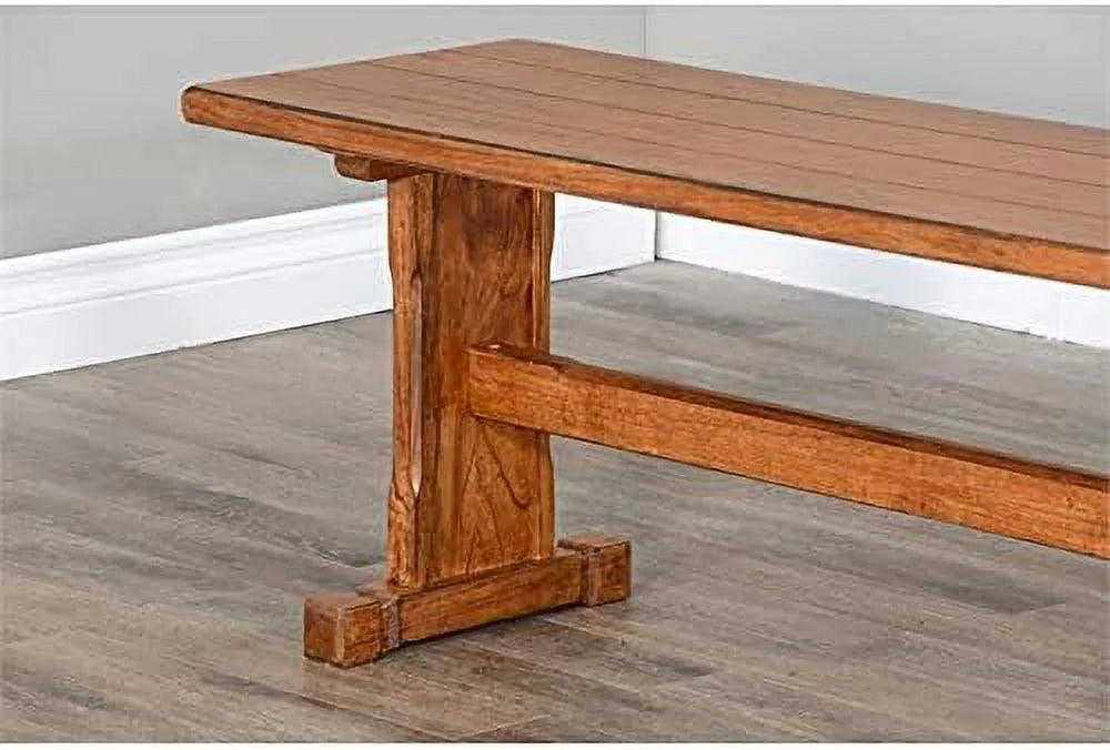 LLBIULife Sedona 18.5" Farmhouse Mindi Lumber Nook Side Bench in Rustic Oak