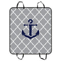 GCKG Grey Quatrefoil With Blue Anchor Pet Car Seat Shield Dog Car Seat Mat Hammock Cargo Mat Trunk Mat For Cars Trucks and SUV 54x60 inches