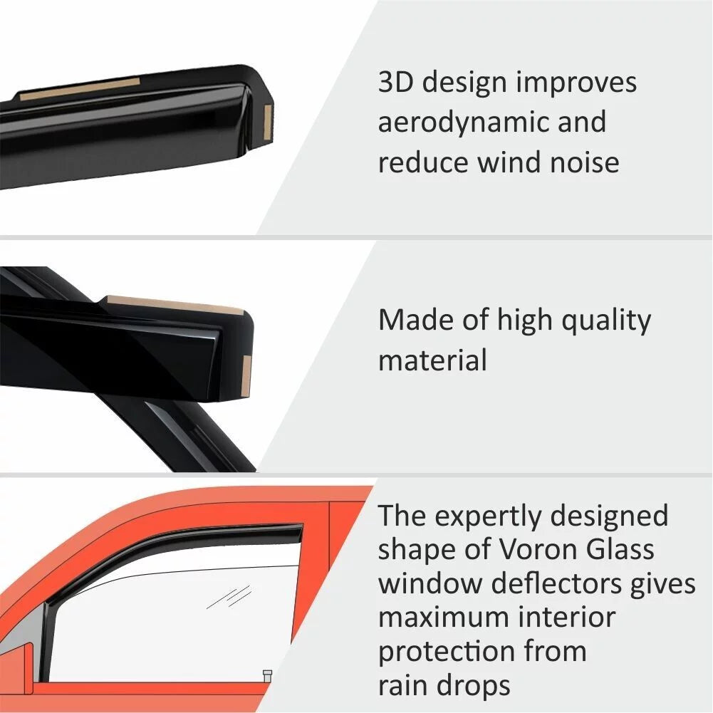 Voron Glass in-Channel Extra Resilient Rain Guards for Honda Civic 2016-2021 Sedan, Window Deflectors, Vent Window Visors, 4 Pieces - 200508