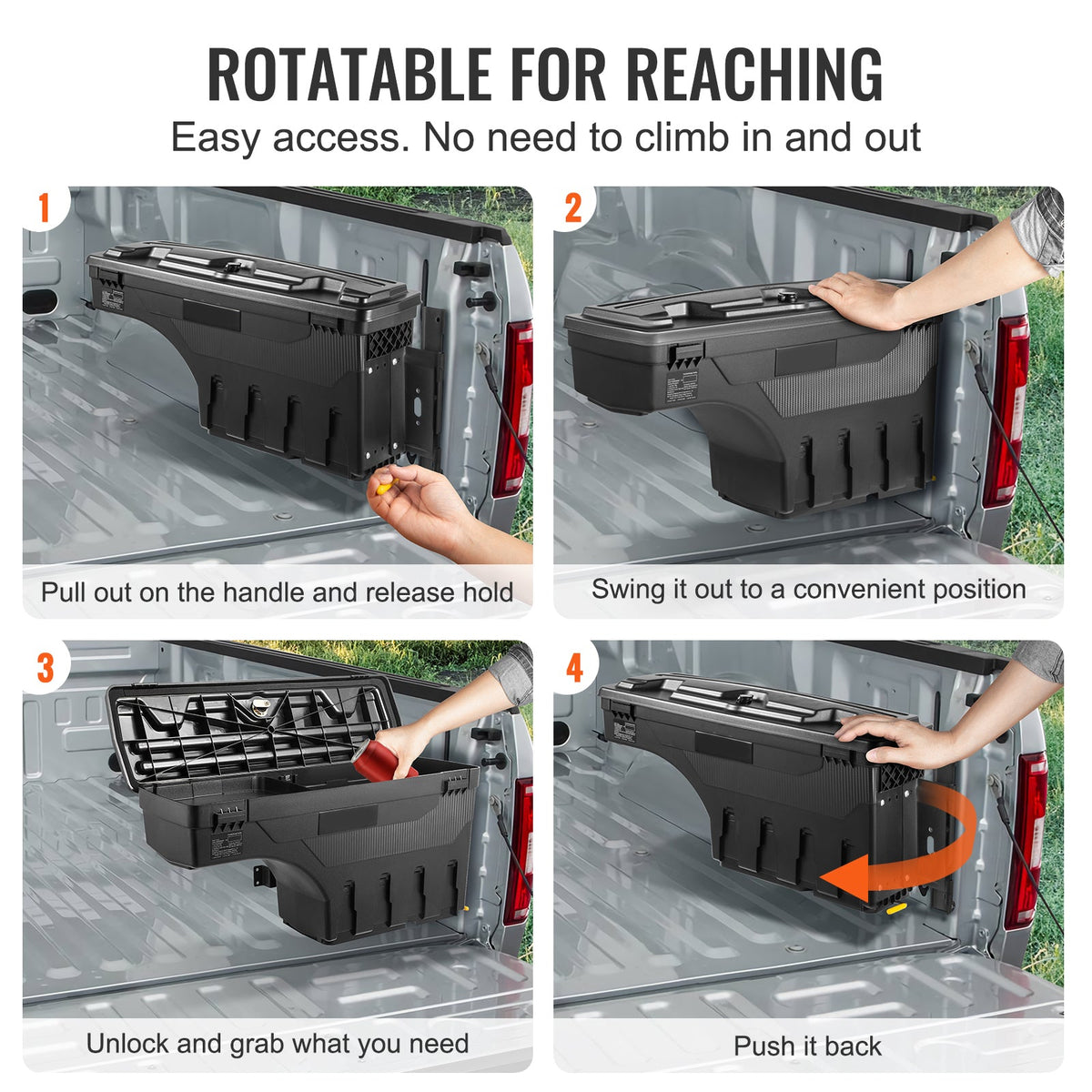 SKYSHALO Truck Bed Storage Box, Lockable Lid, 6.6 Gal/20 L Waterproof ABS Wheel Well Tool Box, Compatible with Chevrolet Silverado 1500 GMC Sierra 1500 2019-2021, Black, Passenger Side