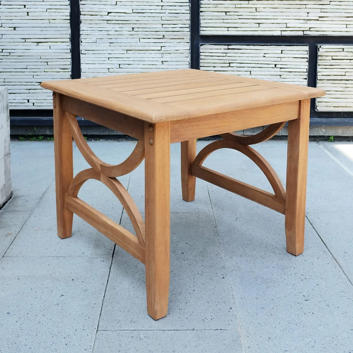 Cambridge Casual Lowell Teak Patio Side Table Weathered Gray