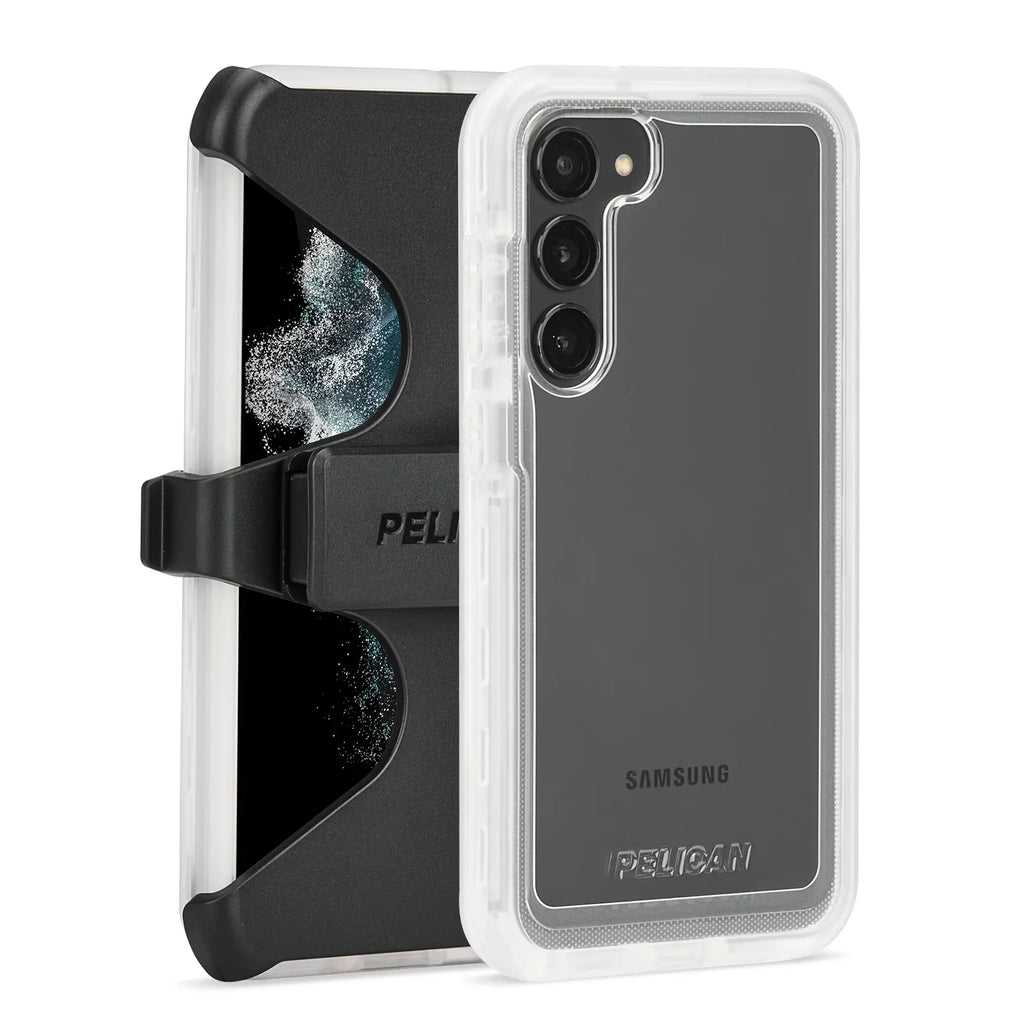 Pelican Voyager Series Samsung Galaxy S23 Plus Case with Belt Clip Holster - Clear