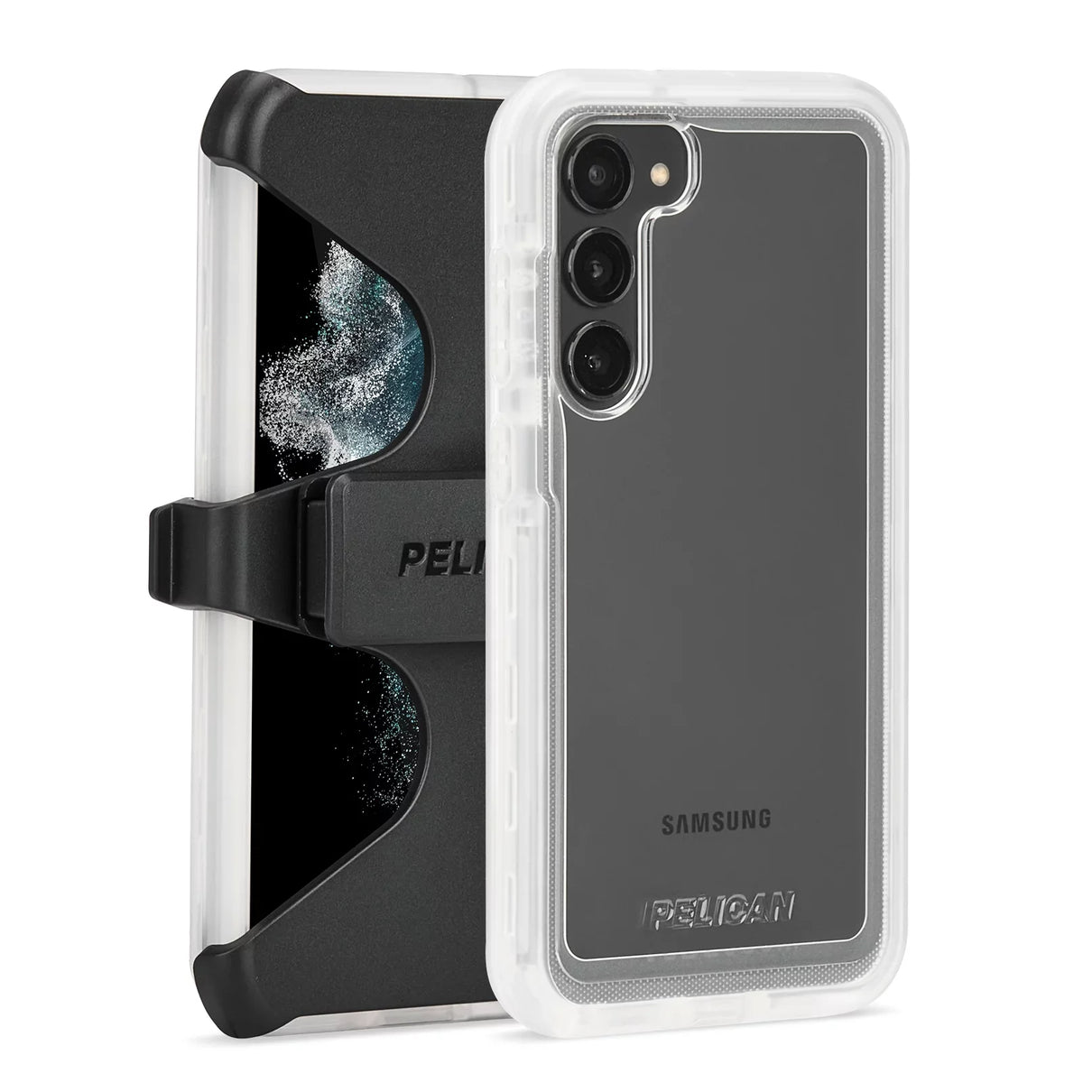 Pelican Voyager Series Samsung Galaxy S23 Plus Case with Belt Clip Holster - Clear