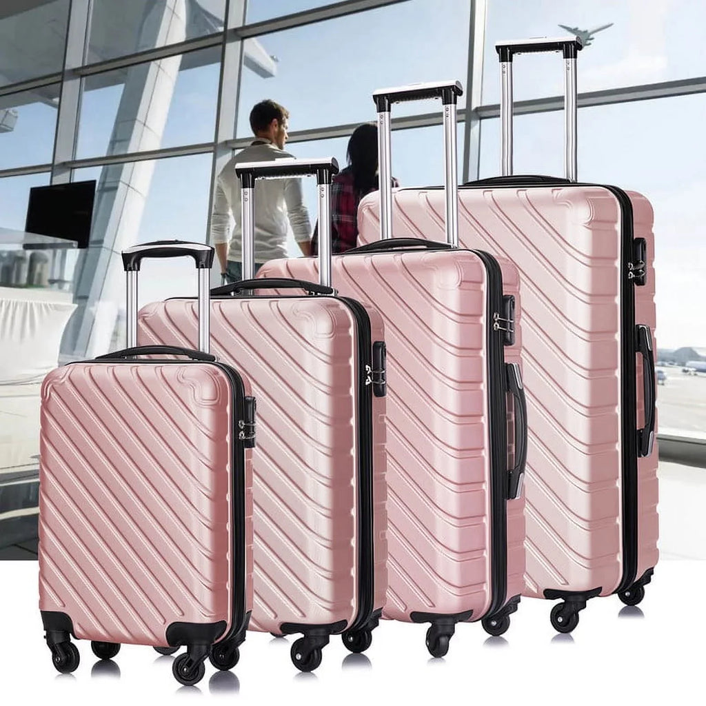 4 Piece Hardshell Luggage Sets,Travel Suitcase,Carry On Luggage with Spinner Wheels Free Enclosure Inside rose gold