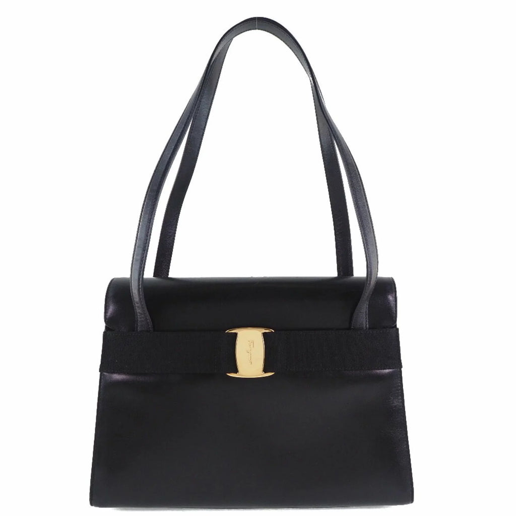 Pre-Owned Salvatore Ferragamo Vara BK-21 7675 Calf Black Women's Shoulder Bag (Fair)