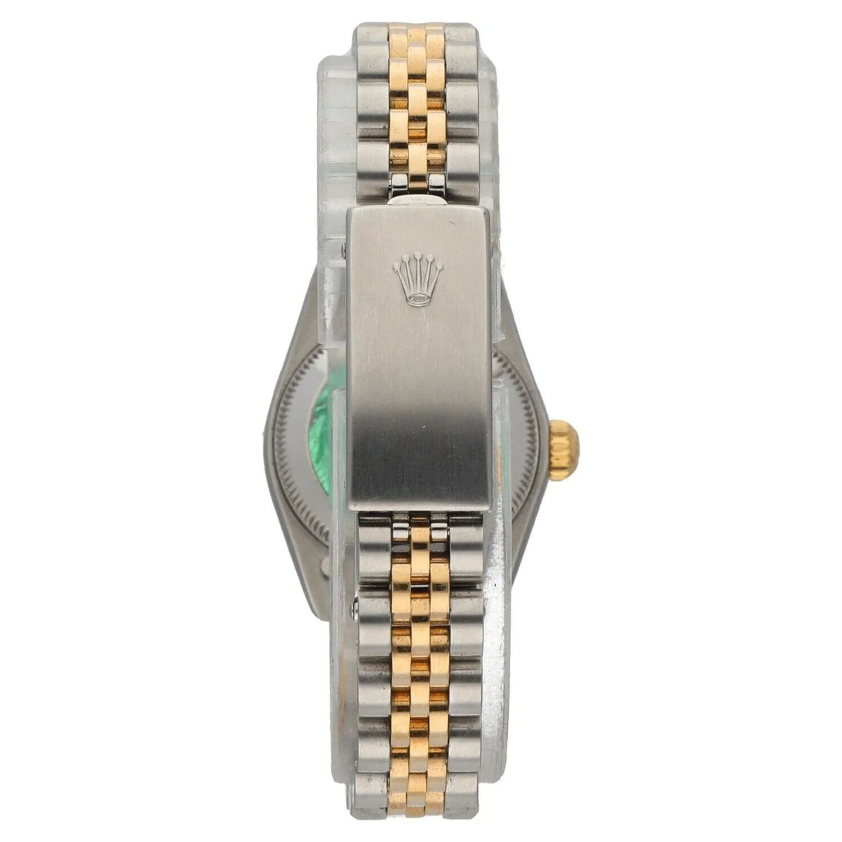 Rolex 76193 Oyster Perpetual 18k Yellow Gold Steel Silver Dial Ladies Watch 2005