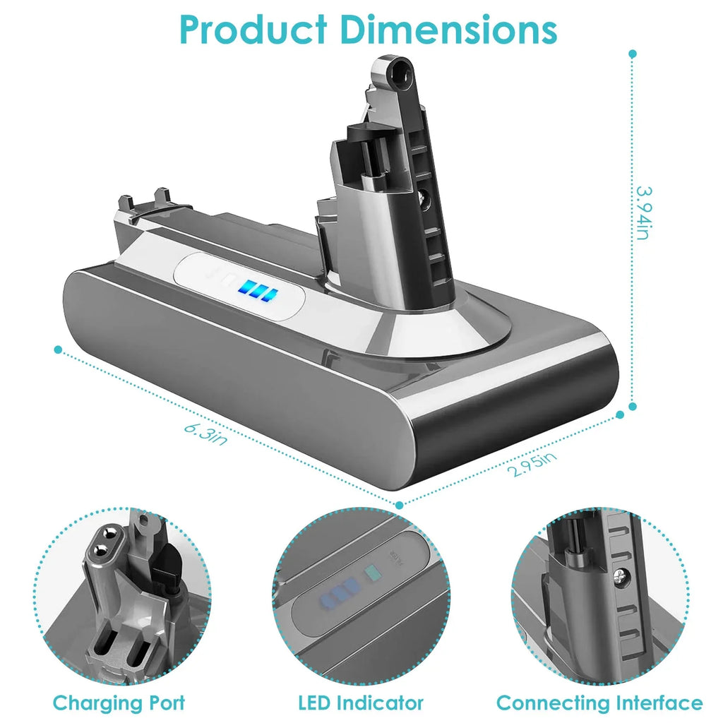 5.0Ah 25.2V Replacemen for V10 Battery iMounTEK 5000mAh Li-ion Battery Compatible with SV12 Dyson Cyclone V10 Absolute Fluffy