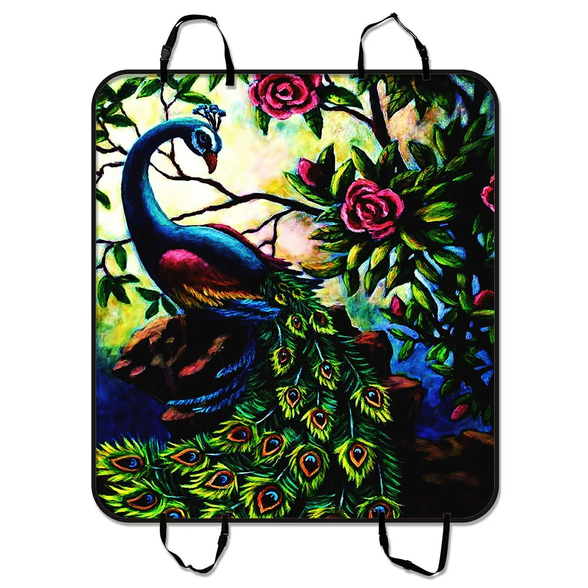 GCKG Artistic Paintings Graceful Peacock Pet Car Seat Enclosure Dog Car Seat Mat Hammock Cargo Mat Trunk Mat For Cars Trucks and SUV 54x60 inches
