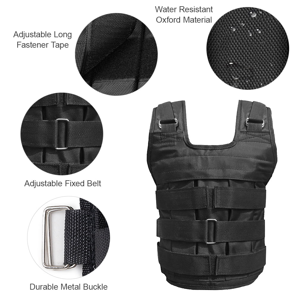 Lixada Adjustable Weighted Vest 50kg Max Load Oxford Cloth Jacket for Strength Training Exercise Empty