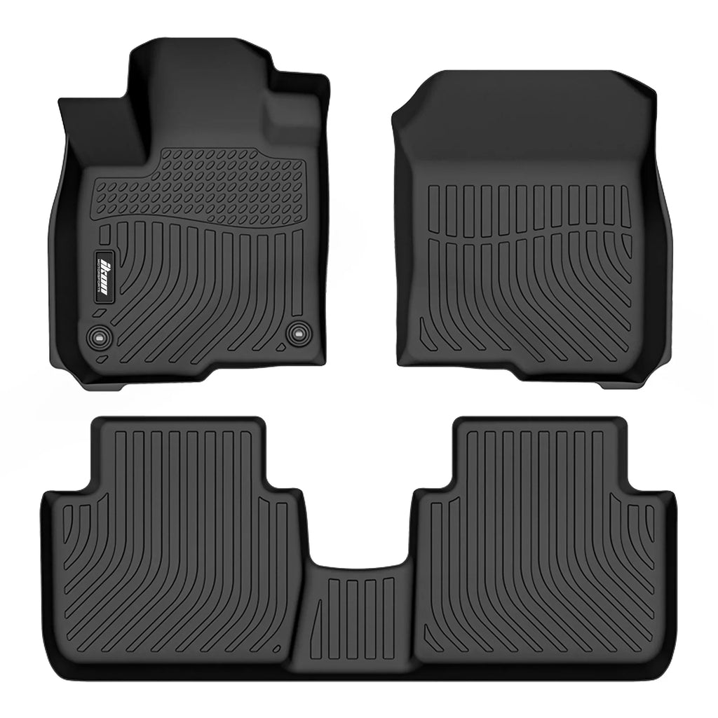 Ikon Motorsports Floor Mats & Trunk Mat Compatible With 2023-2024 Honda HR-V, Black 3D Molded Carpets Liner 1st 2nd Row Front Rear Boot Tray Protection Protection Cargo Pad TPE All Weather Protector