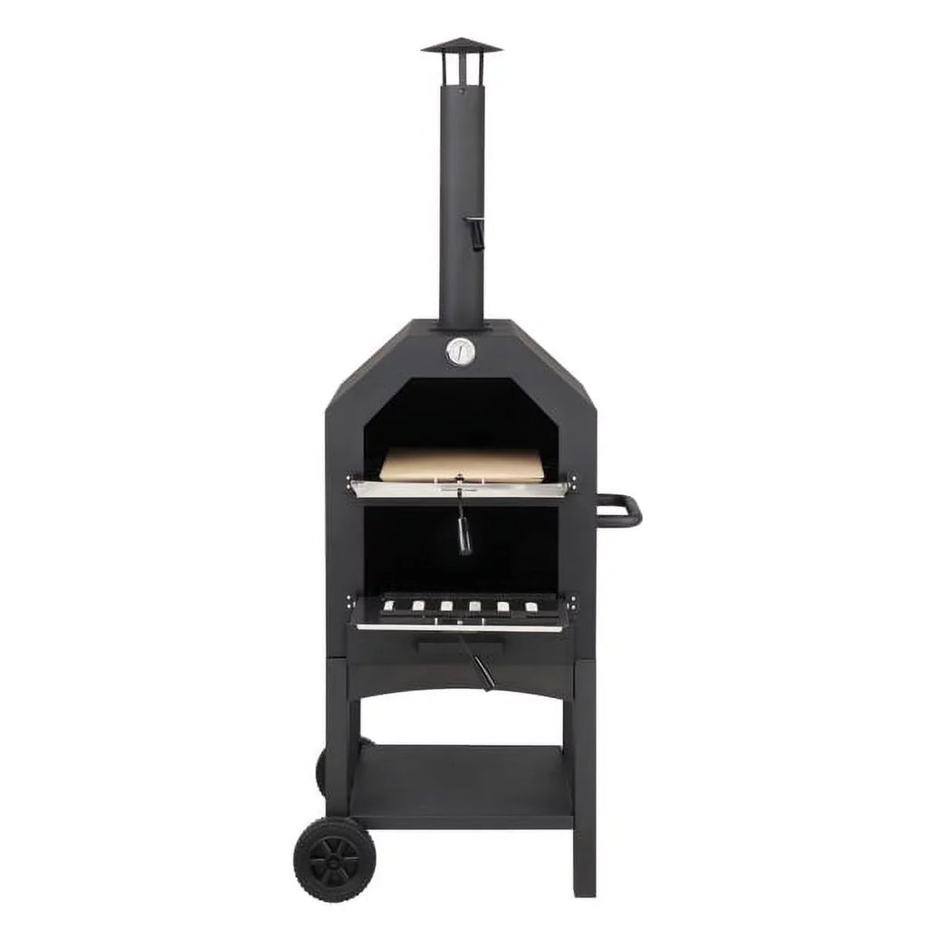 Fithood Outdoor Timber Fired Pizza Oven with Pizza Stone, Pizza Peel, Grill Rack, for Backyard and Camping