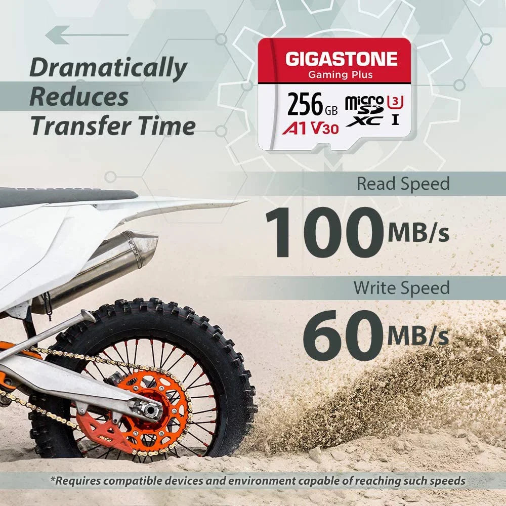 Gigastone 256GB Micro SD Card, Gaming Plus, A1 V30, for Nintendo Switch, High Speed 100MB/s, 4K Video Recording, compatible with Nintendo Switch Dash Cams GoPro Cameras