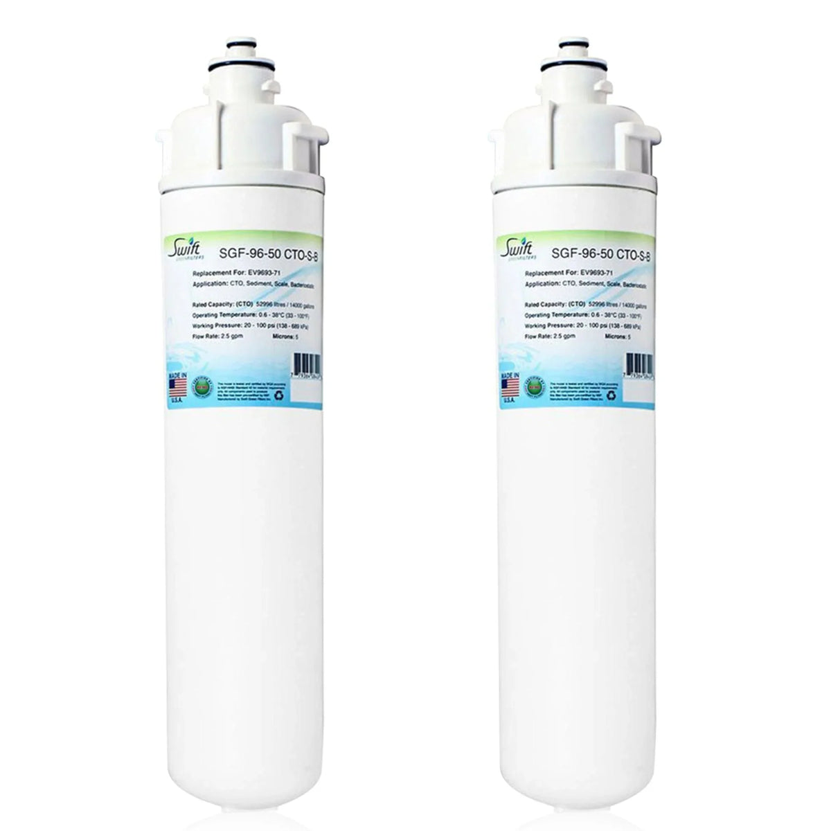 Swift Green Filters SGF-96-50 CTO-S-B Compatible Commercial Water Filter for EV9693-71, Made in USA (Pack of 2)