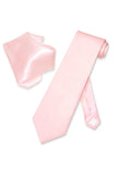 Biagio 100% SILK Sturdy LIGHT PINK Color NeckTie Handkerchief Men's Neck Tie Set