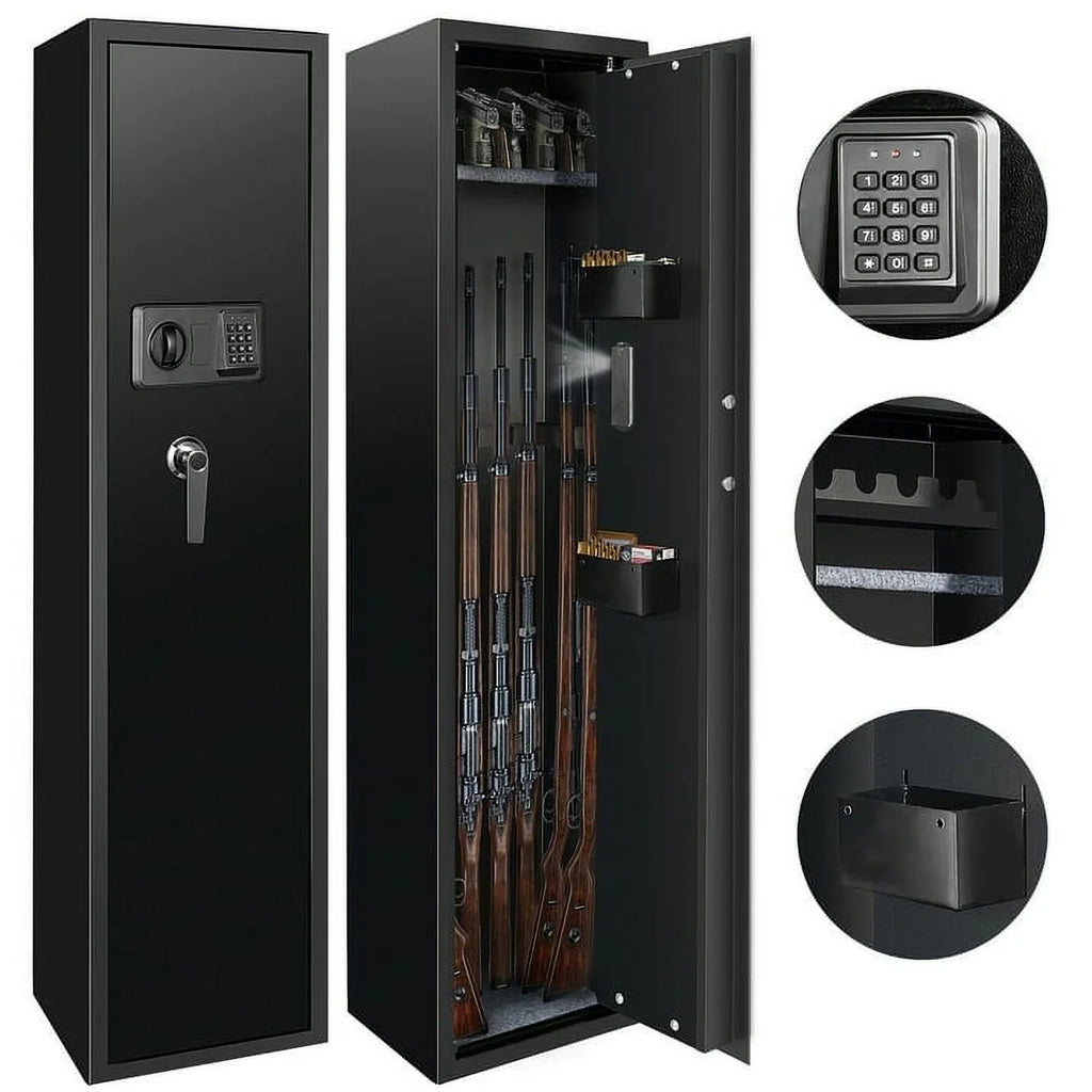 SULIVES 5-7 Gun Safes: Rifle, Shotgun Security with Password Lock, Quick Access Cabinet, Removable Shelf, Thickened Arrangement and Bullet Rack
