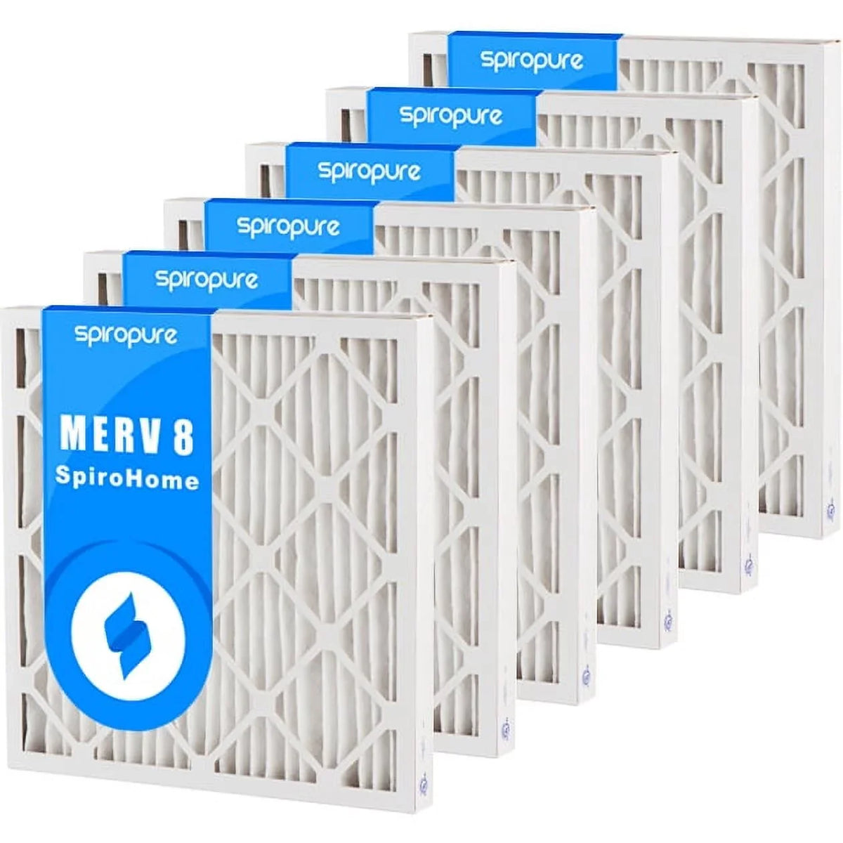 SpiroPure 11.5X24.5X2 MERV 8 Pleated Air Filters - Made in USA (6 Pack)