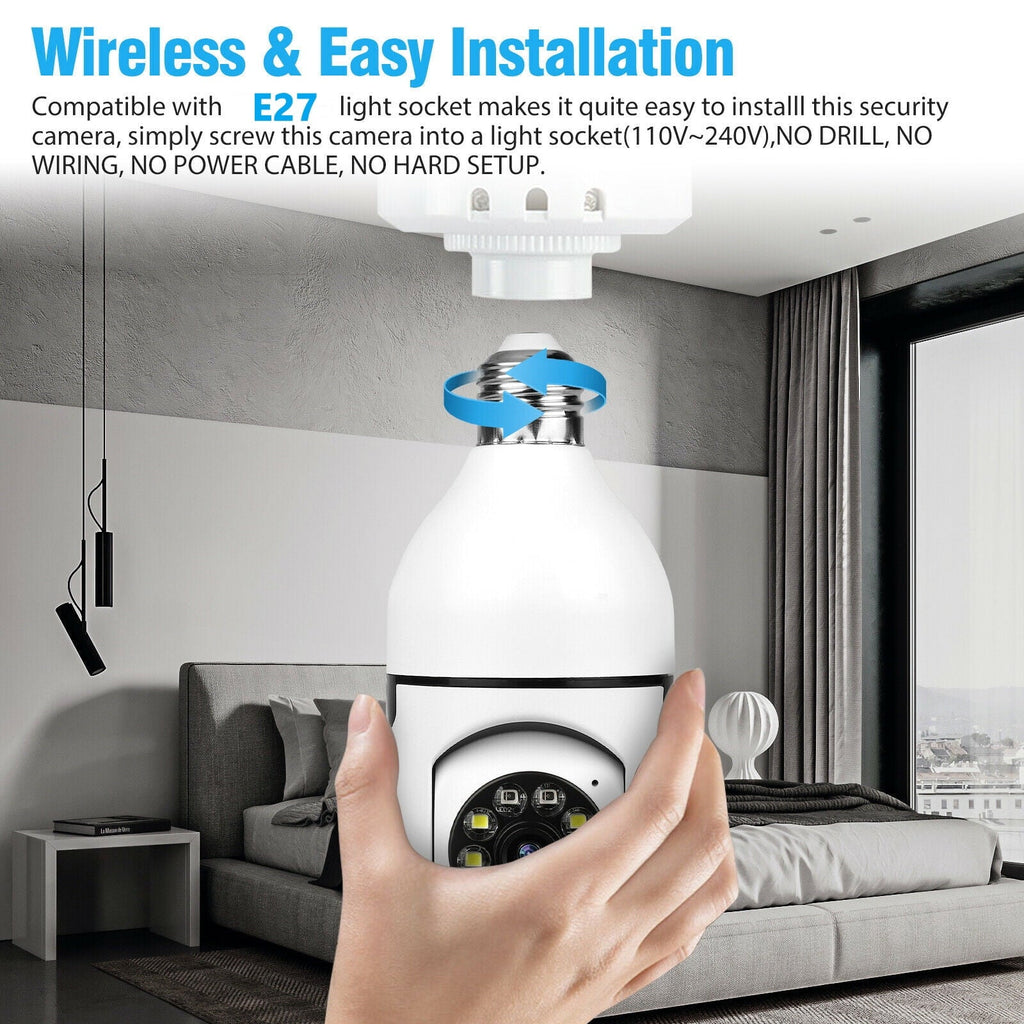 Toner H-Party 4 Pack Light Bulb Security Cameras, 2.4G & 5G Wifi Security Camera, Wireless Security Camera Outdoor, 1080P HD Outdoor Cameras for Home Security, 360° Wide Viewing, Night Vision