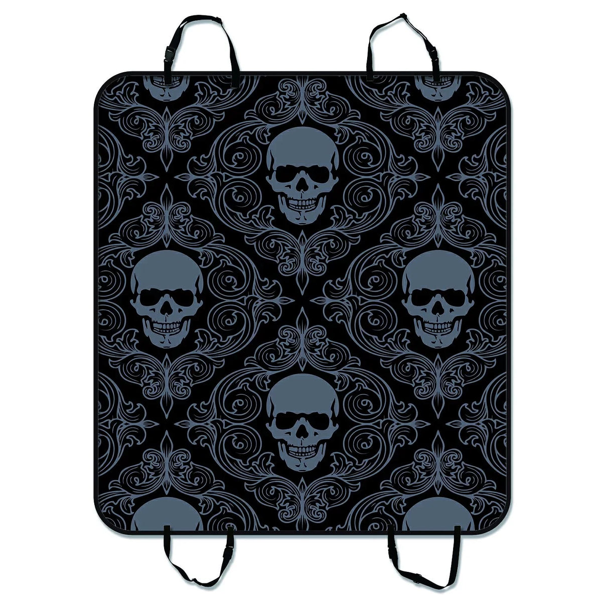 GCKG Dark Balck World Arrangement Skull With Lacy Pattern Pet Car Seat Shield Dog Car Seat Mat Hammock Cargo Mat Trunk Mat For Cars Trucks and SUV 54x60 inches