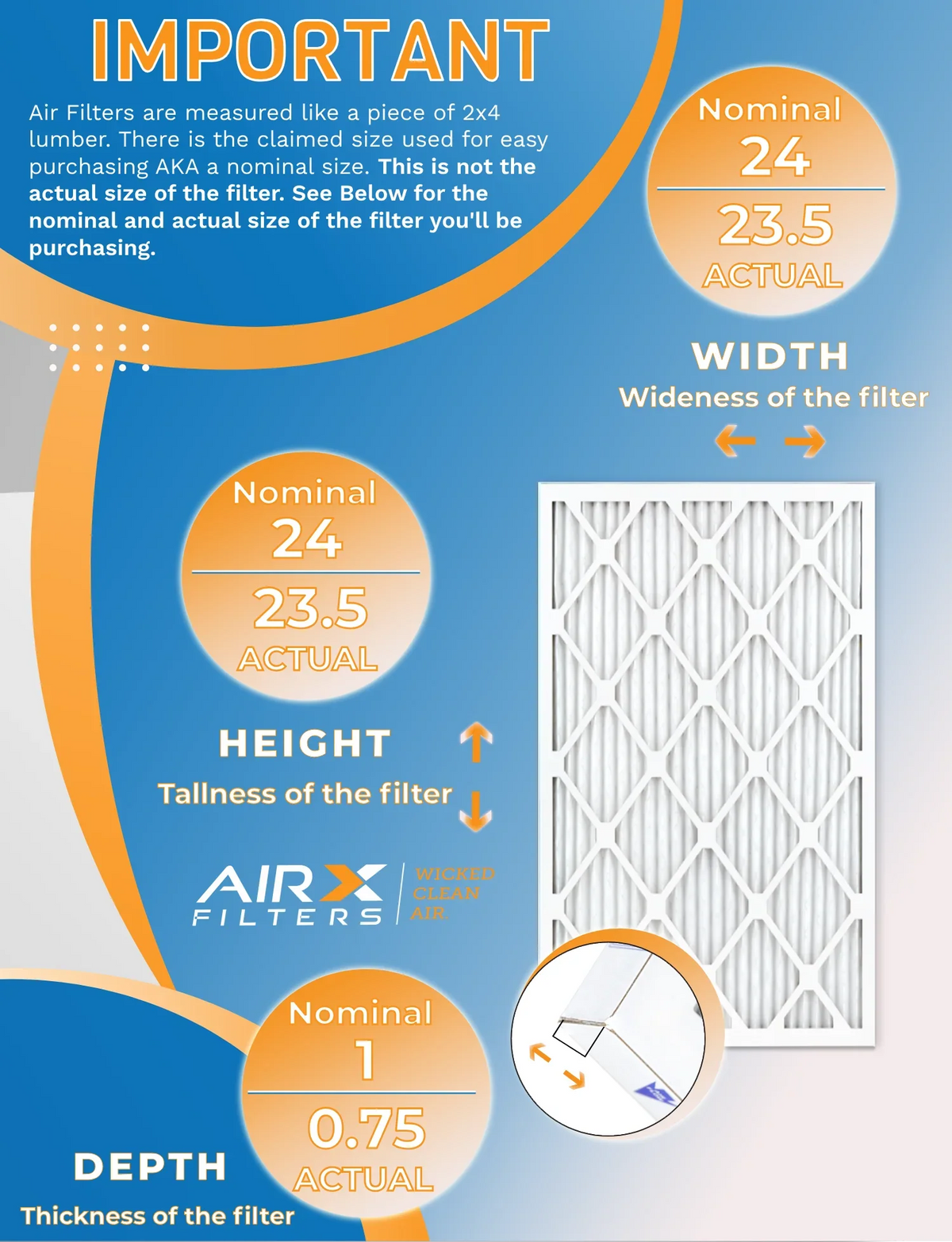 24x24x1 Air Filter MERV 8 Rating, 12 Pack of Furnace Filters Comparable to MPR 700 & FPR 5 - Made in USA by AIRX FILTERS WICKED CLEAN AIR.