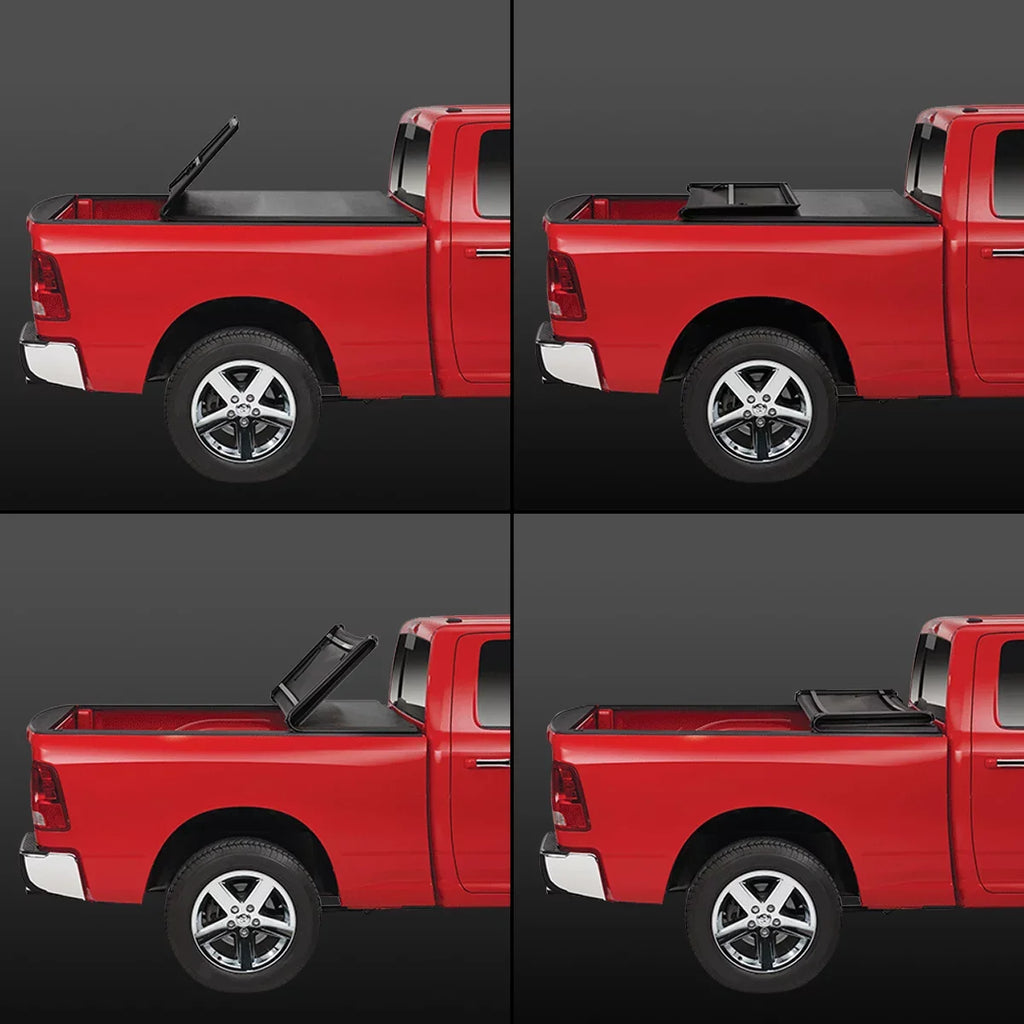 DNA Motoring TTC-TRISOFT-057 For 2014 to 2019 toyota Tundra 6.5' Bed Fleetside Adjustable Tri -Fold Soft Top Trunk Tonneau Enclosure 15 16 17 18
