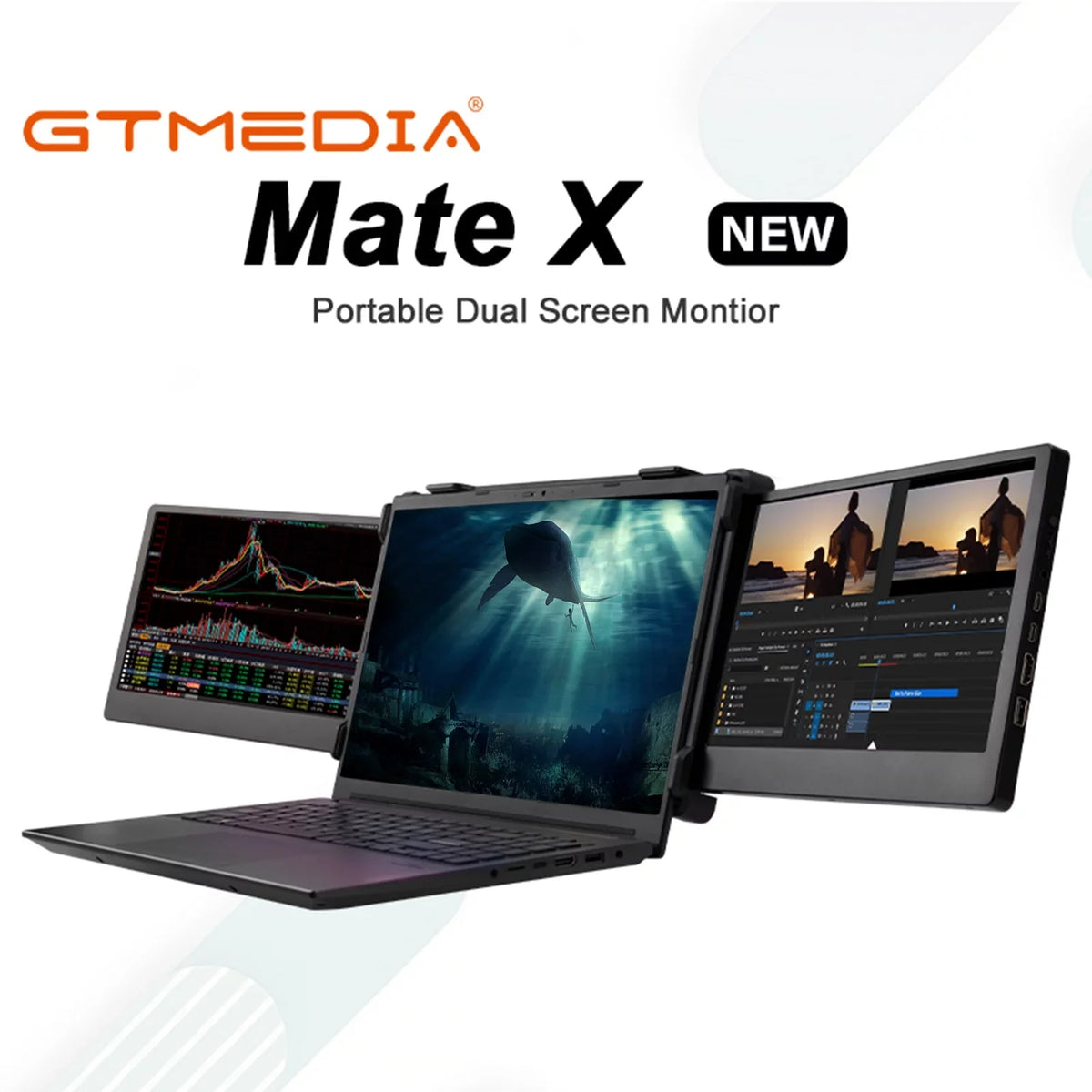 GTMEDIA Mate X 11.6-inch Portable Dual Screen Monitor for Laptop - Full HD IPS Display, Easy Setup and Versatile Usage