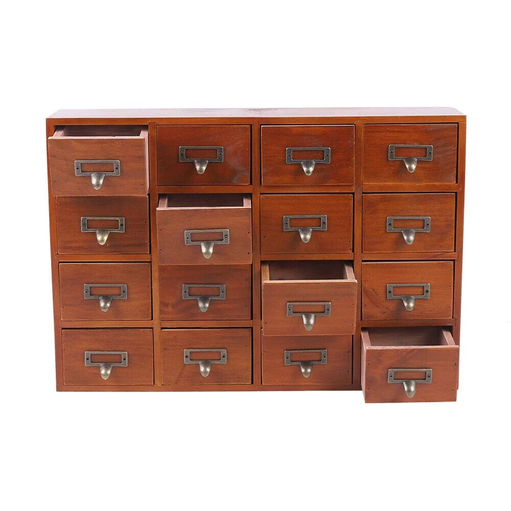 Plank Apothecary Medicine Cabinet 16 Drawers Label Holder Organizer Card Catalog 16 Drawers Plank Apothecary Medicine Cabinet Label Holder Organizer Card Catalog