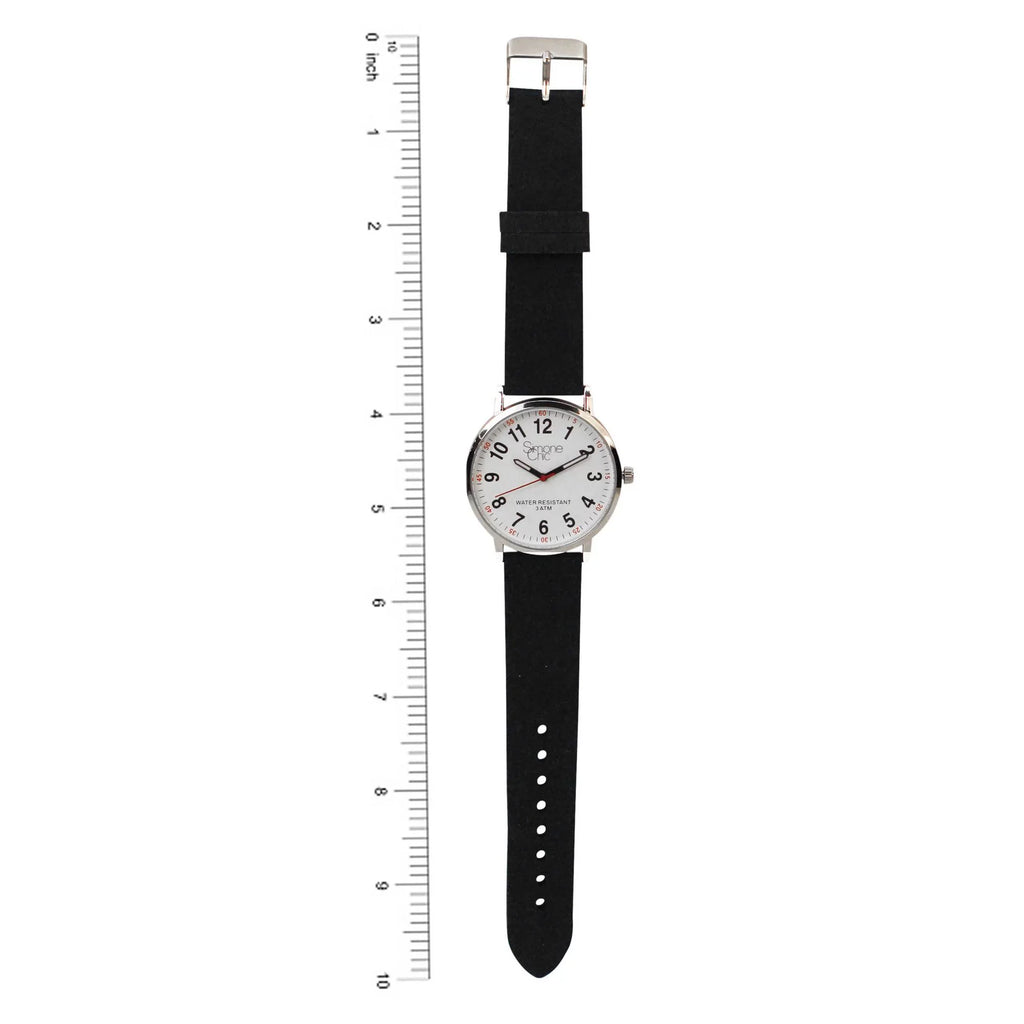 Watch for Nurse, Medical Professionals and Students – With Second Hand, Easy Read Dial - Hour & Second Arabic Time Indicator, and Silicone Band with Various Colour choice, Nurse Watch- Black