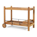 GDF Studio Bonneau Outdoor Acacia Plank 2 Tiered Bar Cart with Bottle Holders, Teak and Black