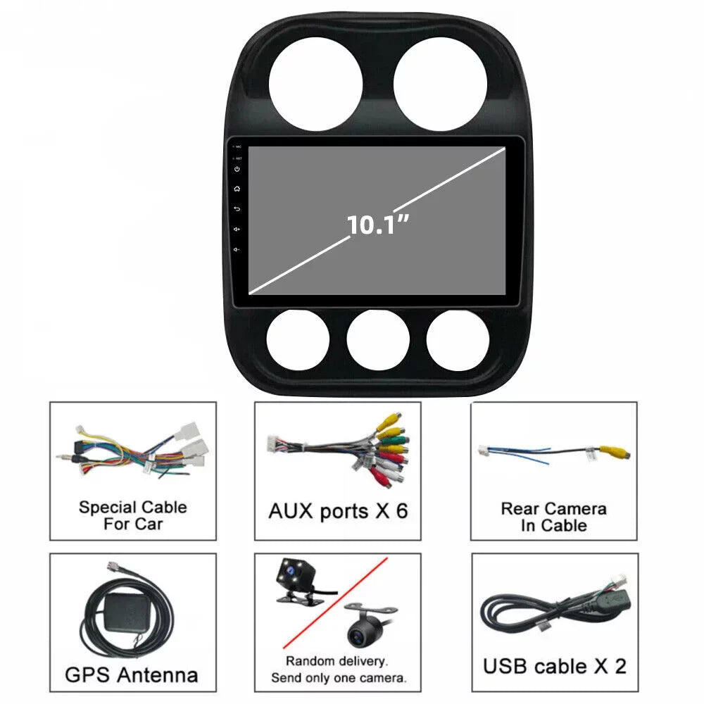 JMANCE Car GPS Radio for Jeep Compass Patriot 2010-2017 Android 10 Player 10.1" Sat Nav Stereo 2+32GB