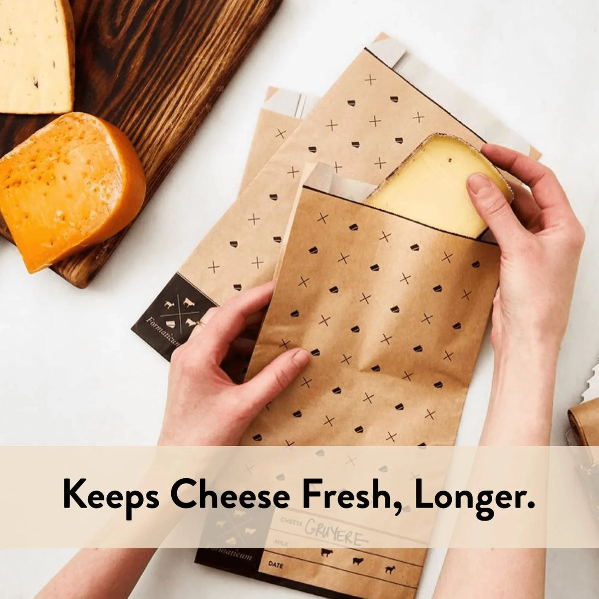 Formaticum Cheese Storage Bags, Keep Charcuterie Fresh, Wax Paper Bags, 75 Count