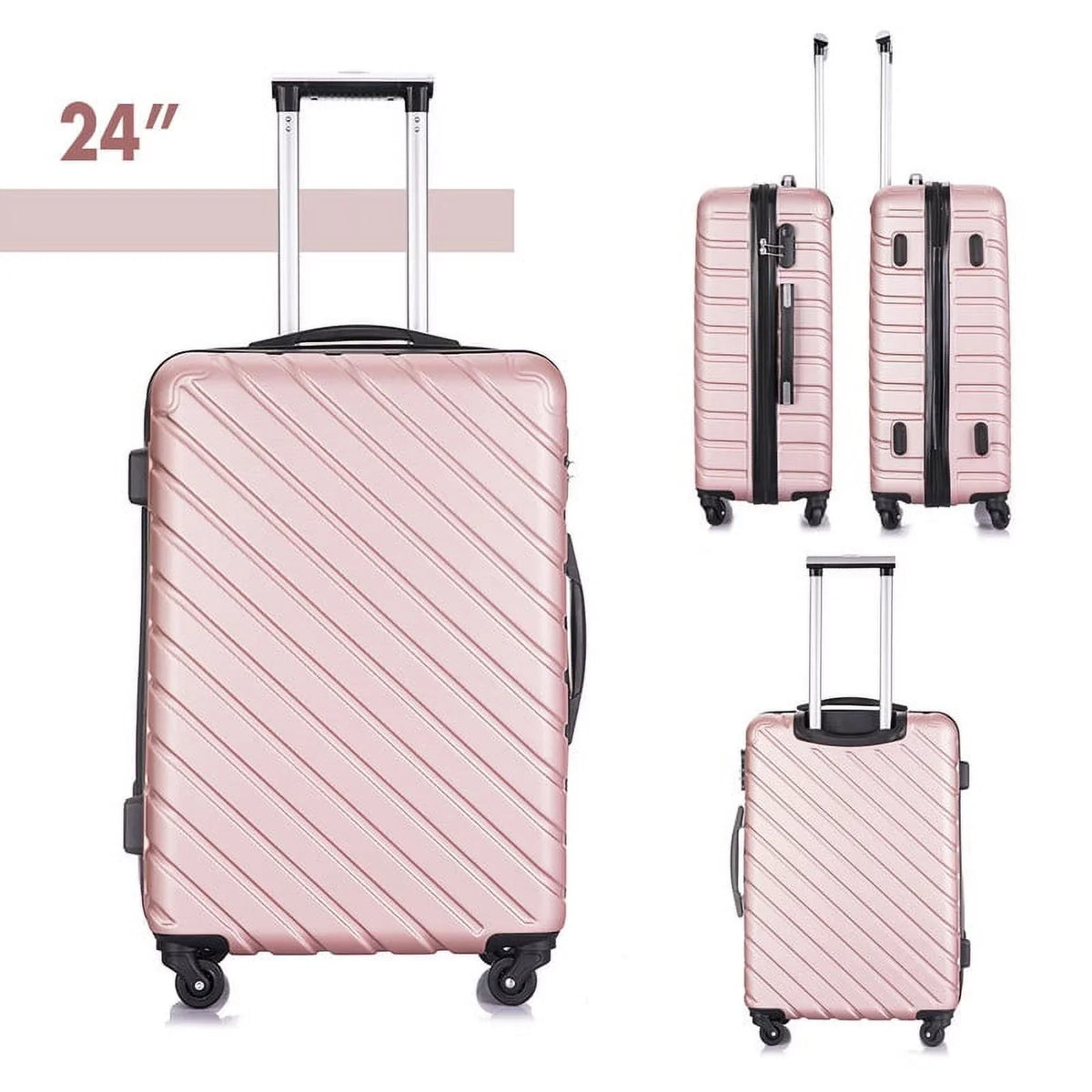 4 Piece Hardshell Luggage Sets,Travel Suitcase,Carry On Luggage with Spinner Wheels Free Enclosure Inside rose gold