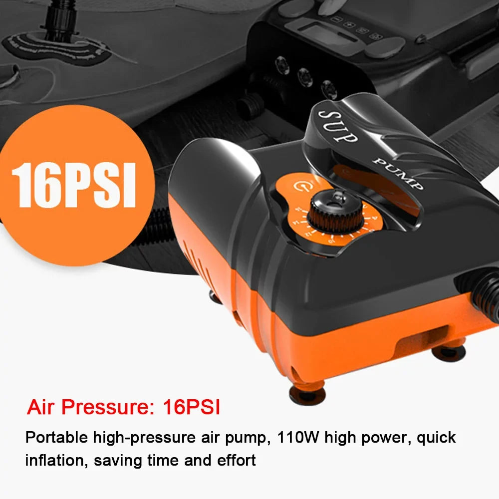 moobody Portable Electric Inflator 16PSI High Pressure Air Pump 110W for Paddle Board Inflatable Pool Boat