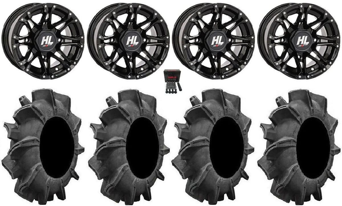 High Lifter HL3 14" Wheels Black 29.5" Assassinator Tires Kawasaki Teryx Mule