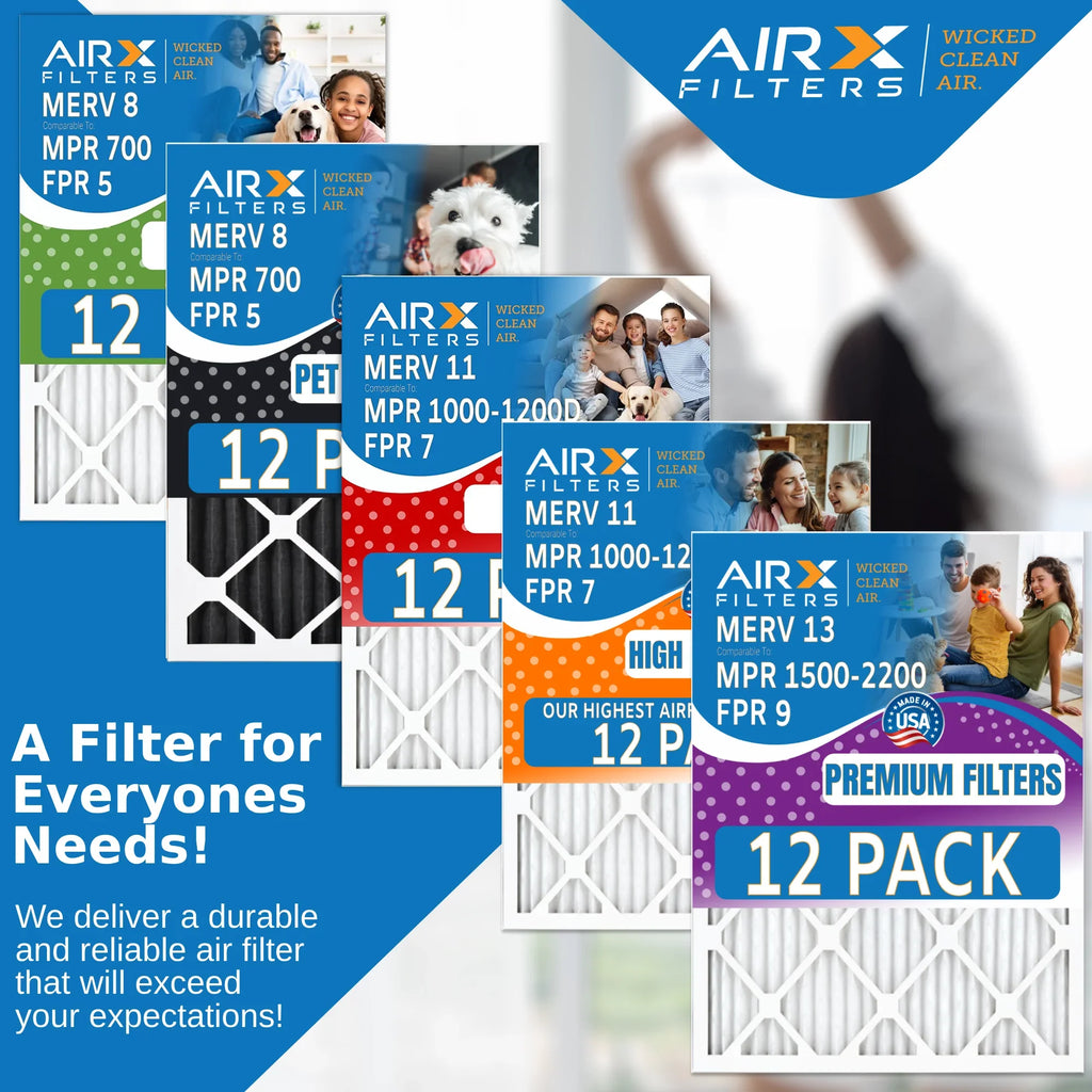 10x16x1 Air Filter MERV 8 Rating, 12 Pack of Furnace Filters Comparable to MPR 700 & FPR 5 - Made in USA by AIRX FILTERS WICKED CLEAN AIR.