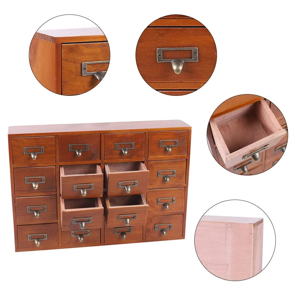 Plank Apothecary Medicine Cabinet 16 Drawers Label Holder Organizer Card Catalog 16 Drawers Plank Apothecary Medicine Cabinet Label Holder Organizer Card Catalog