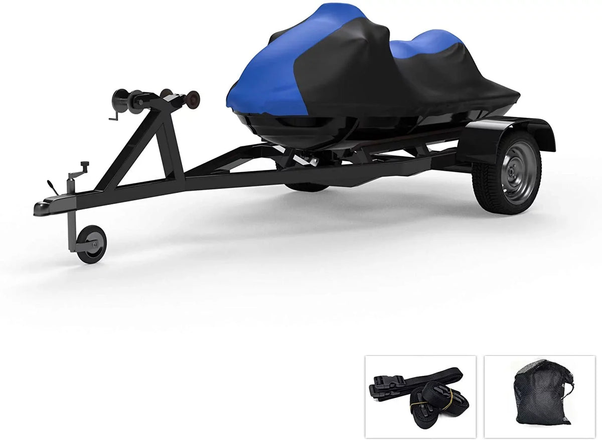 Weatherproof Jet Ski Enclosure for Yamaha Wave Runner FZR 2009-2016 - Blue/Black Color - All Weather - Trailerable - Protects from Rain, Sun, UV Rays, and More! Includes Trailer Straps and Storage Bag
